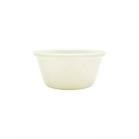 Thunder Group Smooth Ramekin 12/Pcs is a small ceramic-like bowl that will be perfect for serving various dishes. Such flat 4 Oz ramekin can be used for serving individual portions of sauces, dips, ice cream, side garnishes, and condiments. Made from durable scratch-resistant melamine this heavy duty 3 3/8-inch ivory ramekin has a thick solid structure that can withstand long-time use and is effortless in maintenance.
