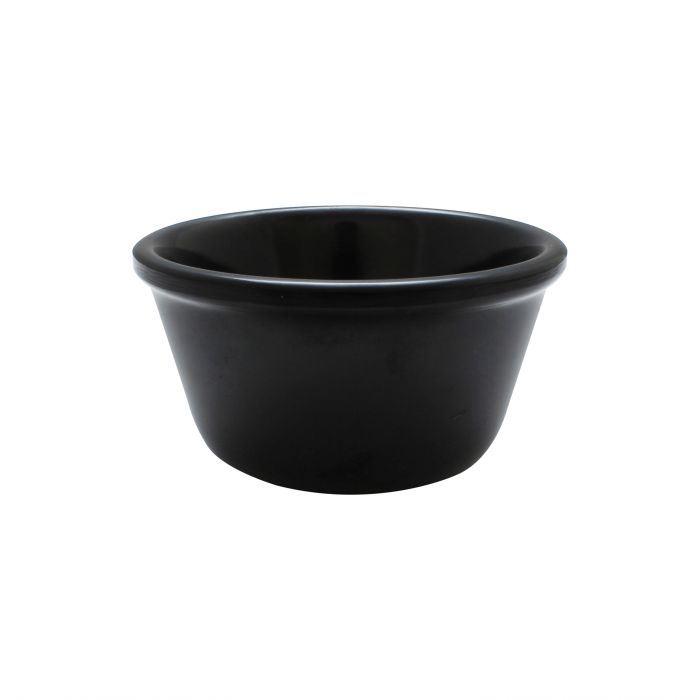 Thunder Group Smooth Ramekin 12/Pcs is a small ceramic-like bowl that will be perfect for serving various dishes. Such flat 4 Oz ramekin can be used for serving individual portions of sauces, dips, ice cream, side garnishes, and condiments. Made from durable scratch-resistant melamine this heavy duty 3 3/8-inch black ramekin has a thick solid structure that can withstand long-time use and is effortless in maintenance. 