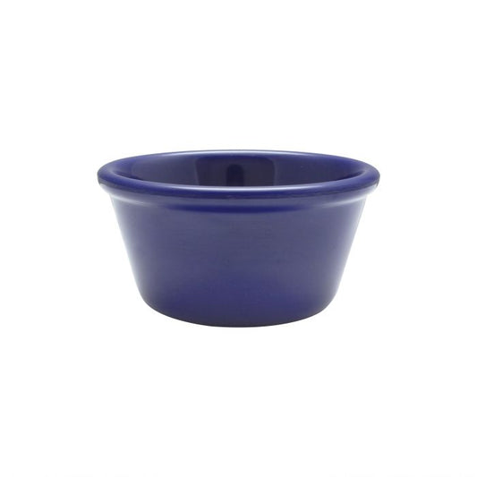 Thunder Group Smooth Ramekin 12/Pcs is a small ceramic-like bowl that will be perfect for serving various dishes. Such flat 4 Oz ramekin can be used for serving individual portions of sauces, dips, ice cream, side garnishes, and condiments. Made from durable scratch-resistant melamine this heavy duty 3 3/8-inch cobalt blue ramekin has a thick solid structure that can withstand long-time use and is effortless in maintenance.
