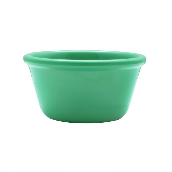Thunder Group Smooth Ramekin 12/Pcs is a small ceramic-like bowl that will be perfect for serving various dishes. Such flat 4 Oz ramekin can be used for serving individual portions of sauces, dips, ice cream, side garnishes, and condiments. Made from durable scratch-resistant melamine this heavy duty 3 3/8-inch green ramekin has a thick solid structure that can withstand long-time use and is effortless in maintenance. 