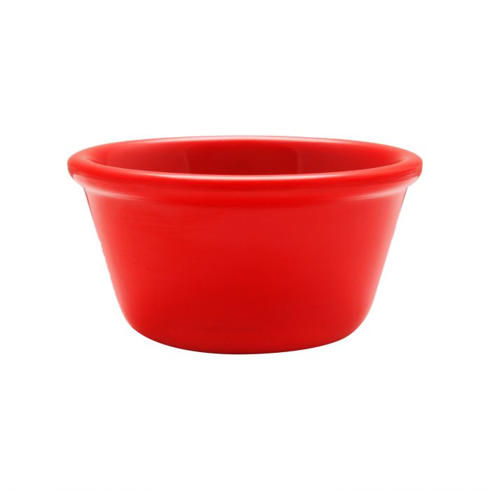 Thunder Group Smooth Ramekin 12/Pcs is a small ceramic-like bowl that will be perfect for serving various dishes. Such flat 4 Oz ramekin can be used for serving individual portions of sauces, dips, ice cream, side garnishes, and condiments. Made from durable scratch-resistant melamine this heavy duty 3 3/8-inch pure red ramekin has a thick solid structure that can withstand long-time use and is effortless in maintenance. 