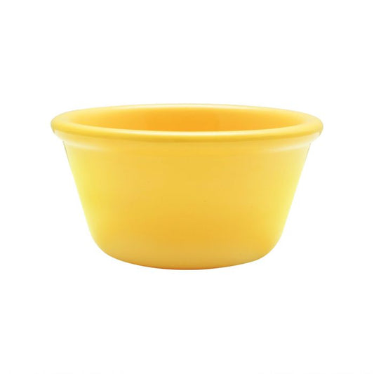 Thunder Group Smooth Ramekin 12/Pcs is a small ceramic-like bowl that will be perfect for serving various dishes. Such flat 4 Oz ramekin can be used for serving individual portions of sauces, dips, ice cream, side garnishes, and condiments. Made from durable scratch-resistant melamine this heavy duty 3 3/8-inch yellow ramekin has a thick solid structure that can withstand long-time use and is effortless in maintenance. 