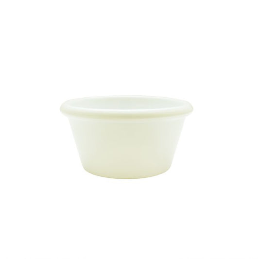 Thunder Group Smooth Ramekin 12/Pcs is a small ceramic-like bowl that will be perfect for serving various dishes. Such flat 6 Oz ramekin can be used for serving individual portions of sauces, dips, ice cream, side garnishes, and condiments. Made from durable scratch-resistant melamine this heavy duty 3 7/8-inch ivory ramekin has a thick solid structure that can withstand long-time use and is effortless in maintenance. 