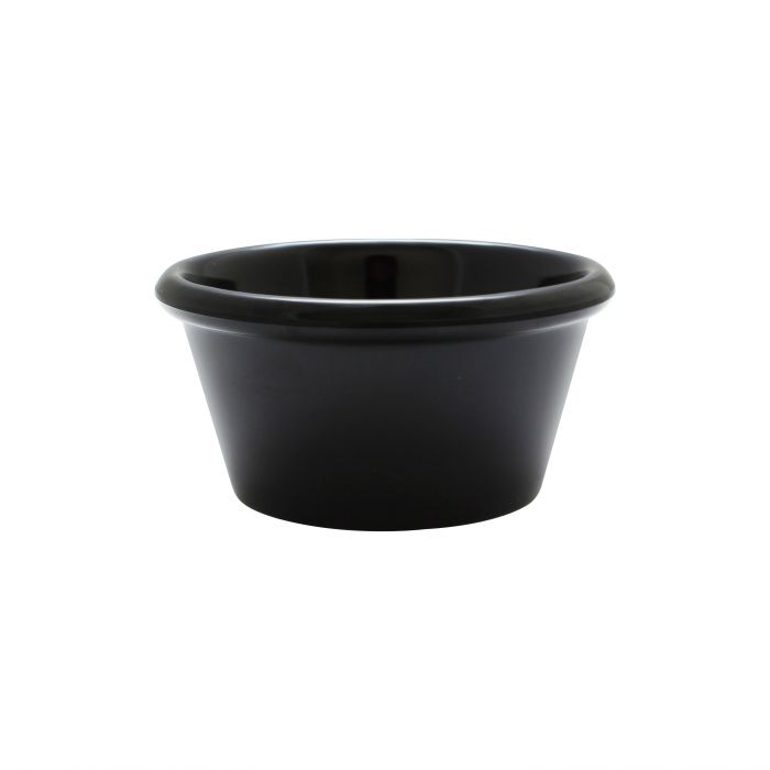 Thunder Group Smooth Ramekin 12/Pcs is a small ceramic-like bowl that will be perfect for serving various dishes. Such flat 6 Oz ramekin can be used for serving individual portions of sauces, dips, ice cream, side garnishes, and condiments. Made from durable scratch-resistant melamine this heavy duty 3 7/8-inch black ramekin has a thick solid structure that can withstand long-time use and is effortless in maintenance. 