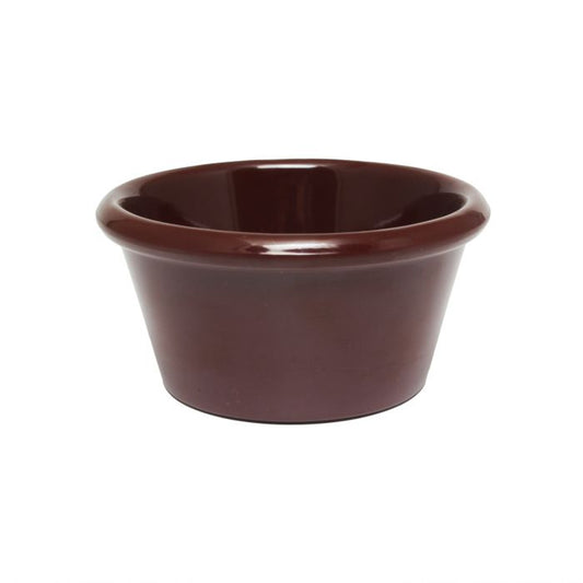 Thunder Group Smooth Ramekin 12/Pcs is a small ceramic-like bowl that will be perfect for serving various dishes. Such flat 6 Oz ramekin can be used for serving individual portions of sauces, dips, ice cream, side garnishes, and condiments. Made from durable scratch-resistant melamine this heavy duty 3 7/8-inch chocolate ramekin has a thick solid structure that can withstand long-time use and is effortless in maintenance. 