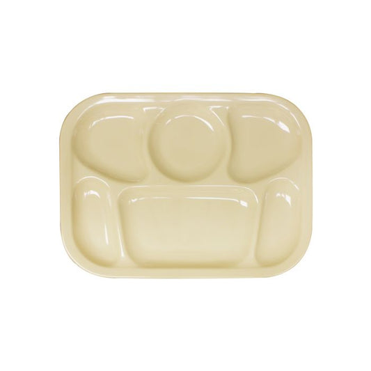 Thunder Group Compartment Tray 6/Pcs is convenient for serving food in any cafeteria or food service establishment. This 6-compartment tray will help you serve a variety of products neatly and orderly. Tan color makes this tray suitable for any dining surrounding and separate compartments prevent dishes from mixing. Made from a durable material, this 13 x 9 1/2-inch tray is extremely popular for its nearly unbreakable structure, which makes it perfect for commercial use.