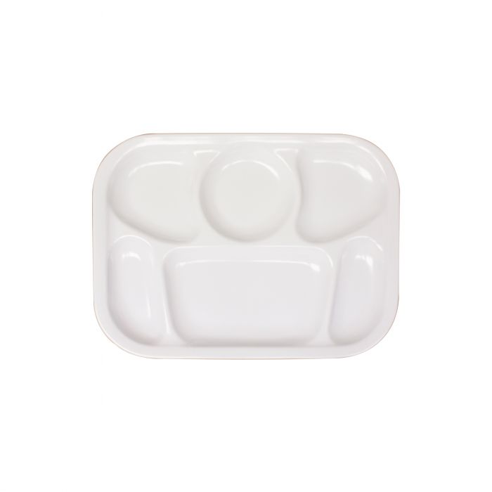 Thunder Group Compartment Tray 6/Pcs is convenient for serving food in any cafeteria or food service establishment. This 6-compartment tray will help you serve a variety of products neatly and orderly. White color makes this tray suitable for any dining surrounding and separate compartments prevent dishes from mixing. Made from a durable material, this 13 x 9 1/2-inch tray is extremely popular for its nearly unbreakable structure, which makes it perfect for commercial use. 