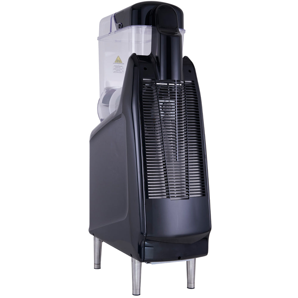 Coldline GRANITA1-MAX Single Bowl Pourover Granita Slush Machine with sleek black design, ideal for serving frozen beverages like slushies or granitas in cafes, bars, and convenience stores.