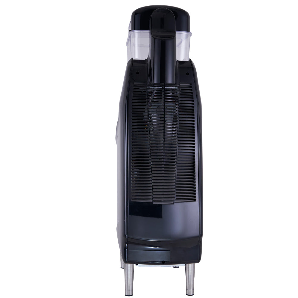 Coldline GRANITA1-MAX Single Bowl Pourover Granita Slush Machine with sleek black design, ideal for serving frozen beverages like slushies or granitas in cafes, bars, and convenience stores.