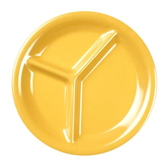 Yanco Three-Compartment Plate MS-710YL is made from durable and reliable melamine material, which makes the plate look like ceramics. Melamine tableware is a perfect solution for those who choose a reliable, durable, high-quality and affordable dinnerware for their food-serving establishment. These round 3-compartment plates are easy to clean, NSF listed and BPA safe.