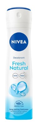 Nivea Deo Spray Fresh Natural, 150 ml long-lasting deodorant spray for fresh, naturally comfortable underarms with a subtle clean scent