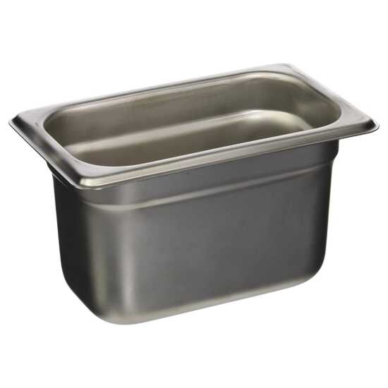 The Prepline 1/9 size 4" deep stainless steel steam table/hotel pan is perfect for efficient food storage and serving, ideal for buffets and catering in commercial kitchens, offering durability and reliability.