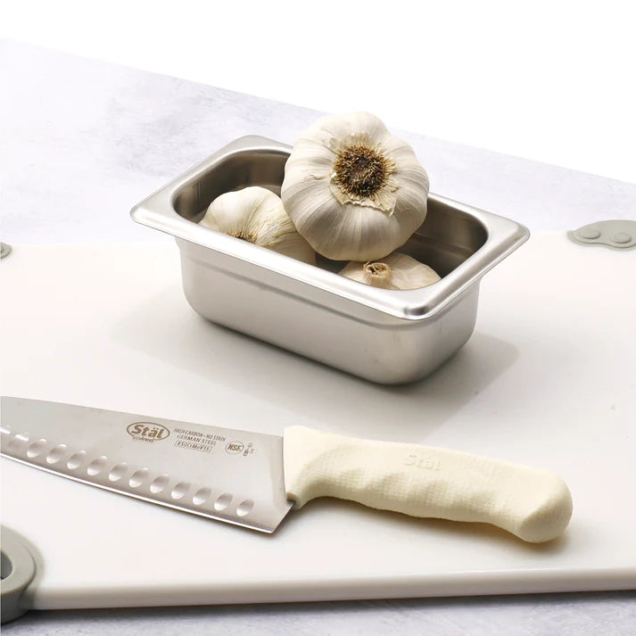 Steam Pan fits snugly on a steam table while its flattened edge prevents steam from escaping around the pan. This model is constructed from durable 22 gauge 18/8 stainless steel. For added convenience, the steam pan can be stacked to save space while its anti-jam design ensures hassle-free separation. This pan is perfect for holding and serving signature casseroles, salads, and more. This model is also NSF listed.