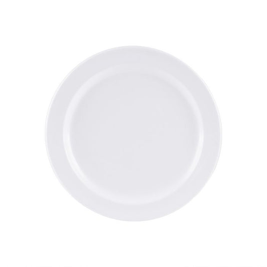 Thunder Group Round Plate 12/Pcs is durable and scratch-resistant. You can use it to serve hot or cold dishes, bread, appetizers, desserts, and more. It is presentable and functional, convenient to handle and maintain. All items from Nustone collection have an elegant appearance. The Western Nustone White tableware features a warm white color. 