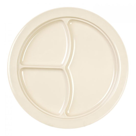 Thunder Group 3 Compartment Plate 6/Pcs is ideal for serving at a canteen, buffet, school, daycare center, long-term care facility, or catering events. Such deep plate designed to help you serve assorted snacks, portion-controlled meals, or for separating gravy/sauces. All items from Nustone collection have an elegant appearance. The Western Nustone Tan tableware features a creamy beige color. 