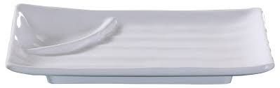 Yanco Divided Rectangular Plate OK-208 It is made from durable and reliable melamine material, which makes the plate look like ceramics. You can use this stylish plate to serve any dish you want. For example, you can use it for serving sushi, salads, side dishes, or other Asian cuisine appetizers. The Osaka collection has an elegant and stylish design. Performed in white color, it will perfectly fit any restaurant environment. 