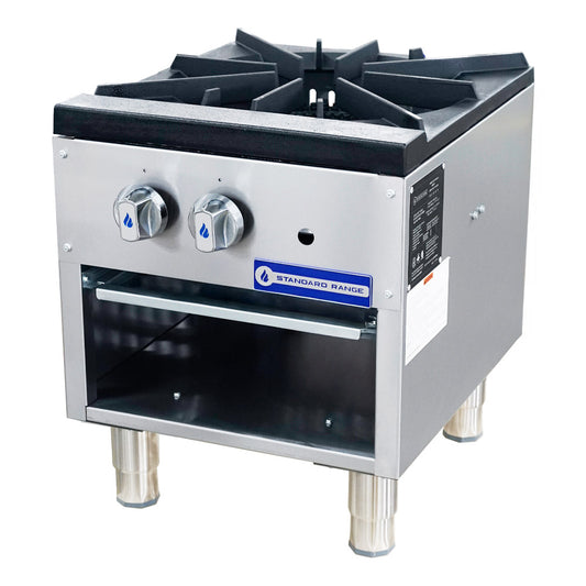 Standard Range SR-SP1 single 18-inch burner commercial gas stock pot range 80000 BTU for high-heat boiling and stock preparation in restaurants and commercial kitchens