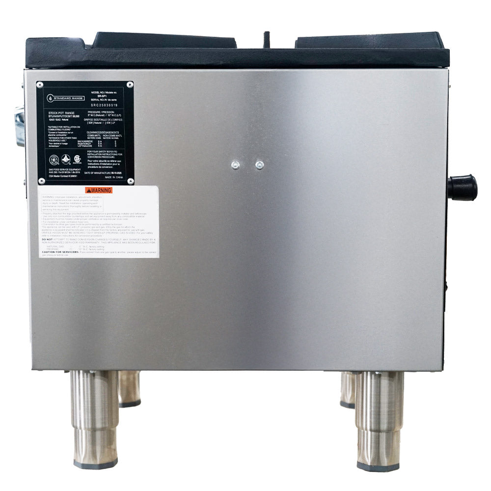 Standard Range SR-SP1 single 18-inch burner commercial gas stock pot range 80000 BTU for high-heat boiling and stock preparation in restaurants and commercial kitchens