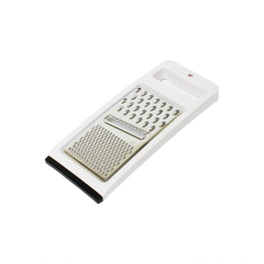 Thunder Group Multi-Use Slicer can be used for shredding or cutting cheese, chocolates, vegetables and more. This kitchen tool features two types of graters in one compact package, to yield the best results for your specialty dishes. Crafted with a plastic handle, this piece offers a secure grip. This multi-use grater and slicer is made from exceptionally durable stainless steel which is corrosion resistant and will withstand high volume use without warping.
