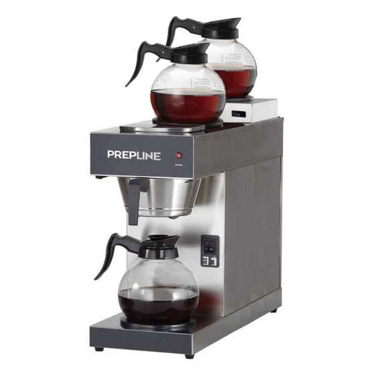 Prepline PCM-3D Pourover Coffee Maker with 3 Warmers, 120V - Designed for brewing and maintaining coffee at optimal temperatures, ideal for high-demand restaurants, cafes, and catering operations.