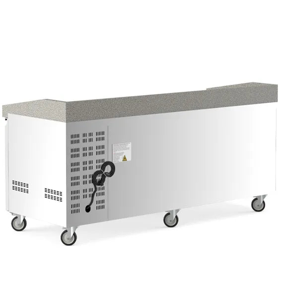 Coldline PDR-80N 80-inch refrigerated pizza prep dough retarder with marble top, designed for pizzerias to store dough at controlled temperatures and provide a durable surface for efficient pizza preparation.