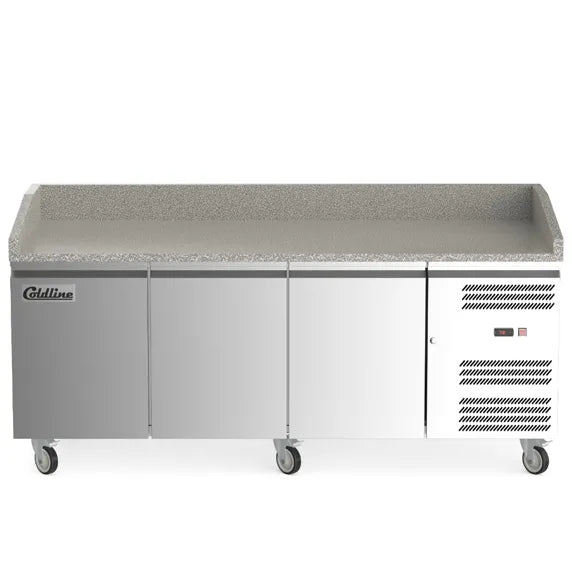Coldline PDR-80N 80-inch refrigerated pizza prep dough retarder with marble top, designed for pizzerias to store dough at controlled temperatures and provide a durable surface for efficient pizza preparation.