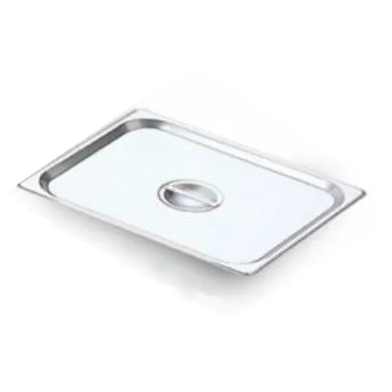 Prepline 1/2 size stainless steel solid steam table pan cover built for durability, heat retention, and reliable food protection in commercial kitchens. Ideal for buffets, catering services, restaurants, cafeterias, and food prep stations. Smooth polished finish allows easy cleaning and long-lasting professional use.