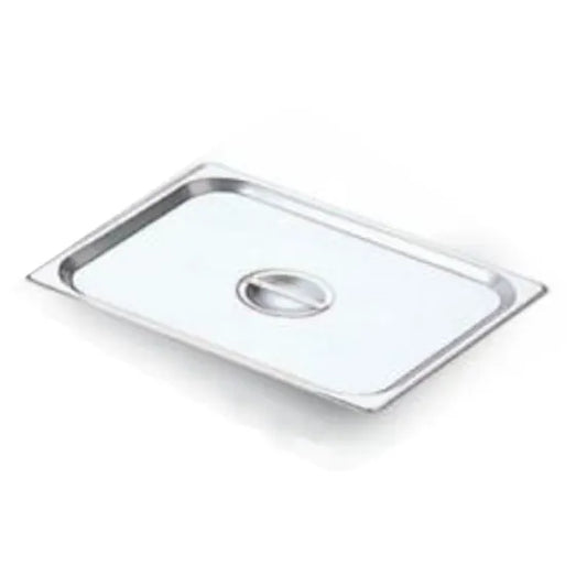 Prepline 1/2 size stainless steel solid steam table pan cover built for durability, heat retention, and reliable food protection in commercial kitchens. Ideal for buffets, catering services, restaurants, cafeterias, and food prep stations. Smooth polished finish allows easy cleaning and long-lasting professional use.