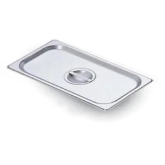 Prepline 1/3 size stainless steel solid steam table pan cover designed for durability, heat retention, and dependable food protection in commercial kitchens. Perfect for buffets, catering services, restaurants, cafeterias, and food prep stations. Polished stainless steel finish ensures easy cleaning and long-lasting professional performance.
