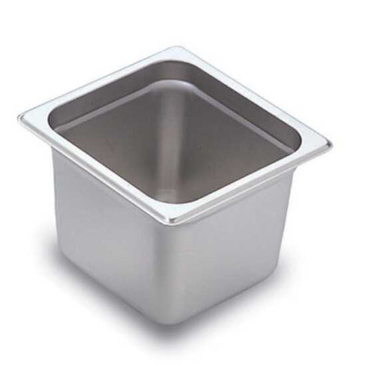 The Prepline 1/6 size 6" deep stainless steel steam table/hotel pan is designed for efficient food storage and serving, ideal for buffets and catering in commercial kitchens, offering durability and reliability.