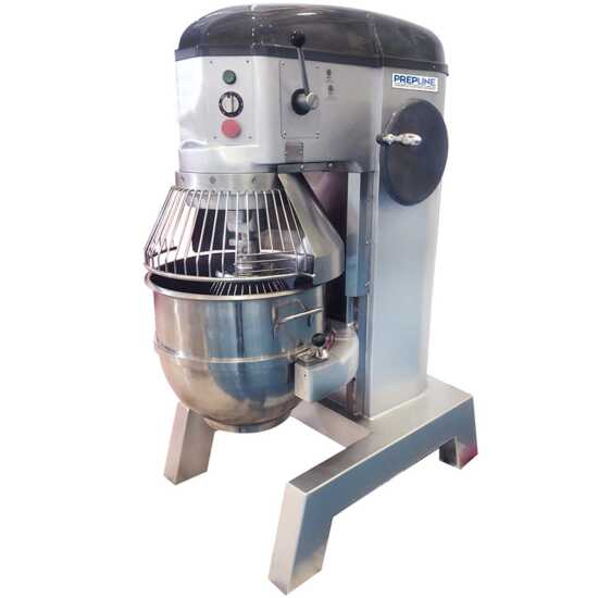 Prepline PHLM60B-T 60 qt. heavy-duty gear-driven planetary mixer with timer, designed for large-scale, efficient mixing of dough, batters, and other ingredients in commercial kitchens and bakeries.