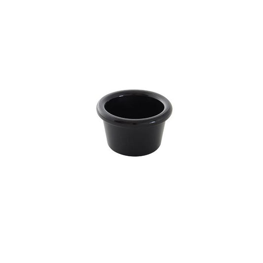 Thunder Group Smooth Ramekin 12/Pcs is a small ceramic-like bowl that will be perfect for serving various small-portioned dishes. Such 1.5 Oz ramekin can be used for serving sauces, dips, side garnishes, condiments, and individual portions of ice cream. Made from durable scratch-resistant melamine this black ramekin can withstand long-time use and is effortless in maintenance. Due to its stain-proof abilities, you can serve different acidic sauces, and it would not change color.