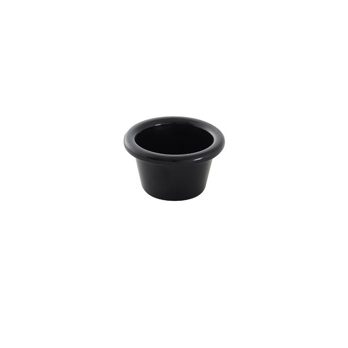 Thunder Group Smooth Ramekin 12/Pcs is a small ceramic-like bowl that will be perfect for serving various small-portioned dishes. Such 1 3/4 Oz ramekin can be used for serving sauces, dips, side garnishes, condiments, and individual portions of ice cream. Made from durable scratch-resistant melamine this black ramekin can withstand long-time use and is effortless in maintenance. Due to its stain-proof abilities, you can serve different acidic sauces, and it would not change color. 
