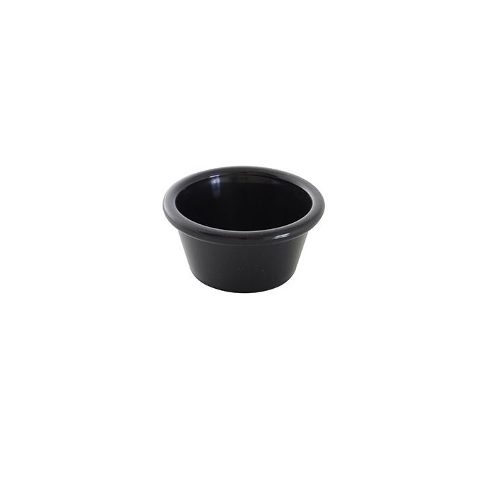 Thunder Group Smooth Ramekin 12/Pcs is a small ceramic-like bowl that will be perfect for serving various small-portioned dishes. Such 2 1/2 Oz ramekin can be used for serving sauces, dips, side garnishes, condiments, and individual portions of ice cream. Made from durable scratch-resistant melamine this black ramekin can withstand long-time use and is effortless in maintenance. Due to its stain-proof abilities, you can serve different acidic sauces, and it would not change color. 