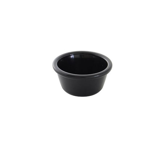 Thunder Group Smooth Ramekin 12/Pcs is a small ceramic-like bowl that will be perfect for serving various small-portioned dishes. Such 3 Oz ramekin can be used for serving sauces, dips, side garnishes, condiments, and individual portions of ice cream. Made from durable scratch-resistant melamine this black ramekin can withstand long-time use and is effortless in maintenance. Due to its stain-proof abilities, you can serve different acidic sauces, and it would not change color. 