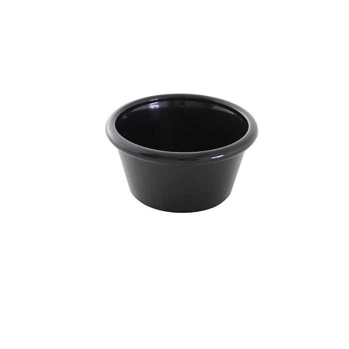 Thunder Group Smooth Ramekin 12/Pcs is a small ceramic-like bowl that will be perfect for serving various small-portioned dishes. Such 6 Oz ramekin can be used for serving sauces, dips, side garnishes, condiments, and individual portions of ice cream. Made from durable scratch-resistant melamine this black ramekin can withstand long-time use and is effortless in maintenance. Due to its stain-proof abilities, you can serve different acidic sauces, and it would not change color. 
