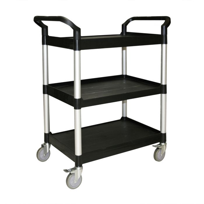 Thunder Group 3-Tier Bus Cart has three levels and provides you with just enough room for any items you need to transport. It is perfectly suitable for holding and transporting pretty much everything, from food and kitchen supplies at restaurants to paperwork in offices. Its maximum weight capacity reaches 220 pounds, so this utility cart is perfect for any type of establishment when it comes to transporting things around.