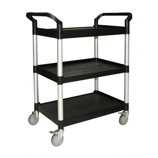 Thunder Group 3-Tier Bus Cart has three levels and provides you with just enough room for any items you need to transport. It is perfectly suitable for holding and transporting pretty much everything, from food and kitchen supplies at restaurants to paperwork in offices. Its maximum weight capacity reaches 220 pounds, so this utility cart is perfect for any type of establishment when it comes to transporting things around.