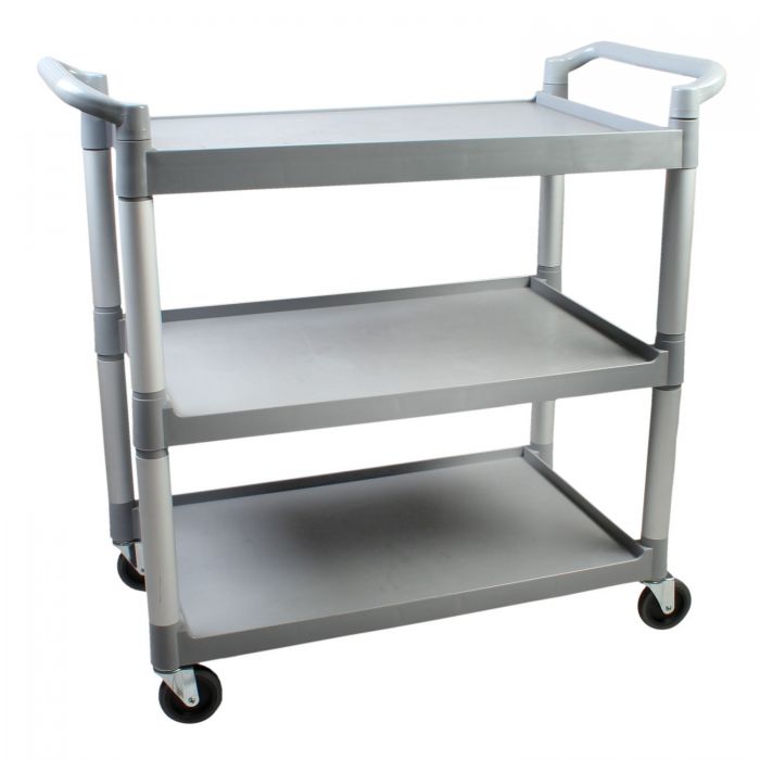 Thunder Group 3-Tier Bus Cart has three levels and provides you with just enough room for any items you need to transport. It is perfectly suitable for holding and transporting pretty much everything, from food and kitchen supplies at restaurants to paperwork in offices. Its maximum weight capacity reaches 220 pounds, so this utility cart is perfect for any type of establishment when it comes to transporting things around.