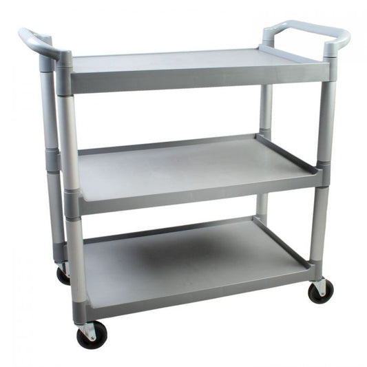Thunder Group 3-Tier Bus Cart has three levels and provides you with just enough room for any items you need to transport. It is perfectly suitable for holding and transporting pretty much everything, from food and kitchen supplies at restaurants to paperwork in offices. Its maximum weight capacity reaches 220 pounds, so this utility cart is perfect for any type of establishment when it comes to transporting things around.
