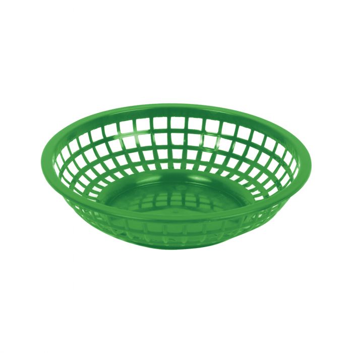 Thunder Group Round Fast Food Basket 12/Pcs is a practical and durable solution designed for high-volume food service settings. With an 8-inch diameter and round shape, this basket is ideal for serving classic fast food items such as burgers, fries, and sandwiches. Made from sturdy polypropylene, it offers excellent durability for repeated daily use in busy restaurants, food trucks, and cafeterias. The basket is top rack dishwasher safe, ensuring easy cleanup and maintenance while meeting hygiene standards.