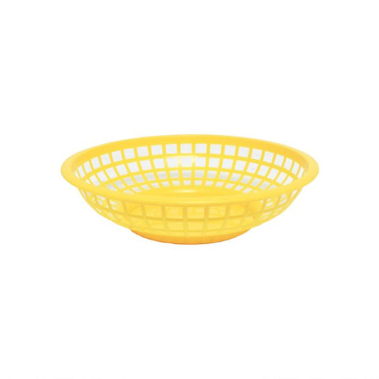 Thunder Group Round Fast Food Basket 12/Pcs is a practical and durable solution designed for high-volume food service settings. With an 8-inch diameter and round shape, this basket is ideal for serving classic fast food items such as burgers, fries, and sandwiches. Made from sturdy polypropylene, it offers excellent durability for repeated daily use in busy restaurants, food trucks, and cafeterias. The basket is top rack dishwasher safe, ensuring easy cleanup and maintenance while meeting hygiene standards.