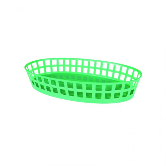 Thunder Group Oval Fast Food Basket 12/Pcs offers a colorful and practical solution for fast-paced food service environments. With its compact oval shape and dimensions of 7.875 inches in length, 4.6 inches in width, and 2.66 inches in height, this basket is perfect for serving smaller portions such as side dishes, appetizers, or kids' meals. Crafted from durable polypropylene, it withstands the rigors of daily commercial use while remaining lightweight and easy to handle. 