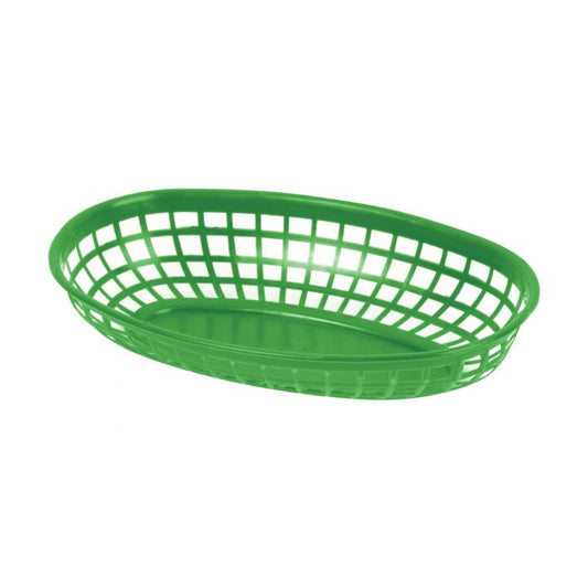 Thunder Group Oval Fast Food Basket 12/Pcs is designed for durability and practicality in fast-paced food service environments. Measuring 9 3/8 inches in length, this oval-shaped basket offers generous space for serving sandwiches, fries, wings, and other casual menu favorites. Made from sturdy polypropylene, it resists breakage and wear from daily use, making it a reliable choice for food trucks, diners, and quick-service restaurants. 