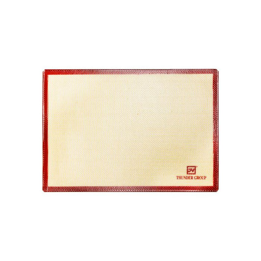 Thunder Group Rectangular Baking Mat Fits 1/2 Sheet Pan is ideal for baking cookies and pastries. It has a rectangular shape and fits half size sheet pan. It is heat resistant from 40℉ to 540℉. It can be reusable up to 3000 times.