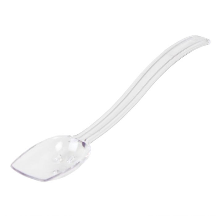 Thunder Group Perforated Spoon Buffet 12/Pcs is perfect for serving pasta or other dishes that need to be drained before being plated. Designed with a slender handle, this serving spoon keeps your hands away from food while providing a comfortable grip. An economical and practical serving option, this perforated spoon is made from durable polycarbonate that is easy to clean and will withstand heavy duty use while retaining its shape.