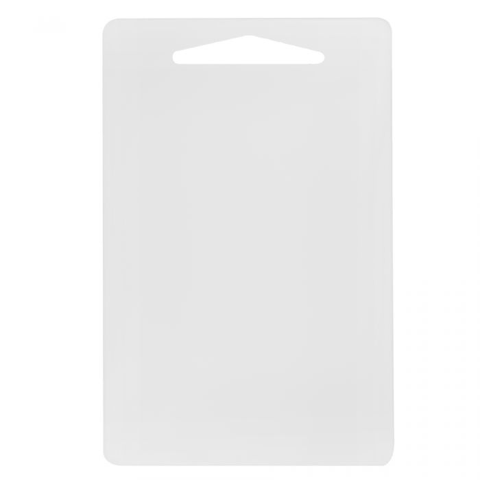 Thunder Group Cutting Board is an essential item for protecting your tables and countertops while preparing food. This white plastic cutting board is ideal for quick, light cutting of food. The surface of this item is non-skid and it will not stain or absorb juices. The board is easy to clean. This NSF certified board has a reliable and sturdy construction for an exceptional comfort in use.