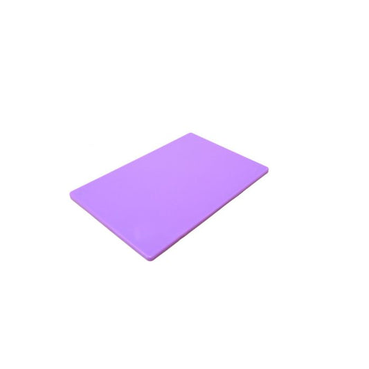 Thunder Group Color Coded Cutting Board is a perfect for home and commercial use and makes food preparation easy and safe. This economical cutting board is crafted from lightweight polyethylene which is strong enough to withstand tough cutting tasks without dulling your knives. Featuring a non-skid surface, this NSF approved purple cutting board won't slip or slide when in use and can be assigned for use with a specific food group to prevent cross-contamination.