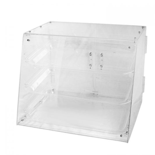 Thunder Group Pastry Display with 3 Trays is a thoughtfully crafted unit designed to enhance the presentation and accessibility of baked goods in commercial settings. Made from durable clear acrylic, it offers excellent visibility and insulation, keeping pastries fresh while showcasing them attractively. The sloped front encourages customer engagement, while hinged rear doors provide easy access for staff. 