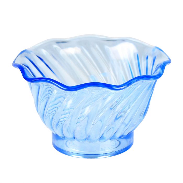 Thunder Group Dessert Dish 12/Pcs blends visual elegance with everyday practicality, offering a refined way to serve individual portions. With a 5 oz capacity and a stylish swirl tulip shape, this blue plastic dish is ideal for desserts, appetizers, or small bites. Its durable plastic construction ensures longevity in high-volume environments, while the stackable design provides space-saving storage. Lightweight yet sturdy, it's a smart choice for restaurants, catering services, or home entertaining. 